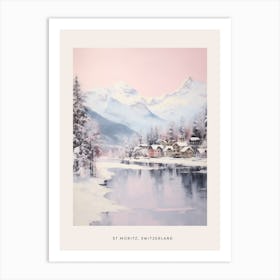 Dreamy Winter Painting Poster St Moritz Switzerland 1 Art Print