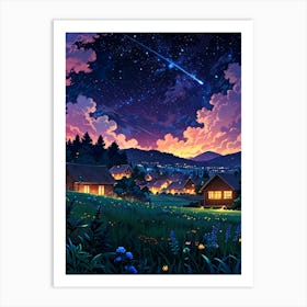 Night Sky Anime aesthetic 28 Art Print