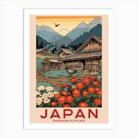 Shirakawa Go Village, Visit Japan Vintage Travel Art 2 Art Print