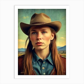 Cowgirl In Cowboy Hat Art Print