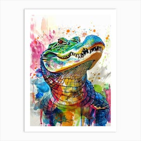 Alligator Colourful Watercolour 3 Art Print