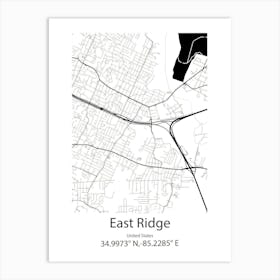 East Ridge,United States Minimalist Map Art Print