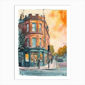 Hillingdon London Borough   Street Watercolour 3 Art Print