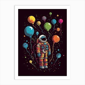 Playful Astronaut Colourful Illustration 2 Art Print