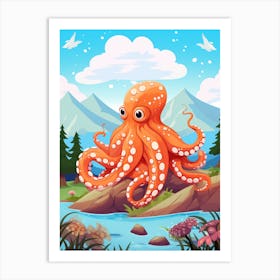 Giant Octopus Kids Illustration 3 Art Print