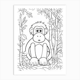Line Art Jungle Animal Proboscis Monkey 2 Art Print