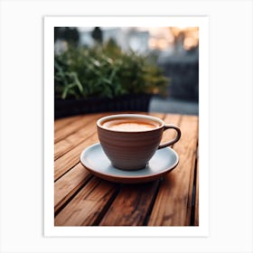 Coffee Cup On A Wooden Table 3 Art Print