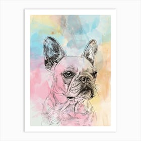 Pastel French Bulldog Line Illustration Art Print