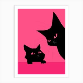 Black Cats (Red) Art Print