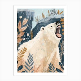Polar Bear Growling Storybook Illustration 2 Art Print