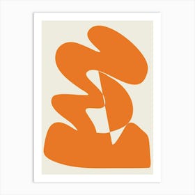 Minimalist Mid Century Modern Abstract Shape Art in Orange Art Print