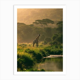 Giraffe In The Savannah Art Print