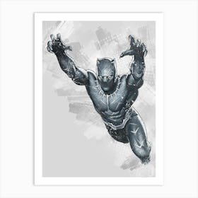 Black Panther Marvel Super Hero Drawings Art Print