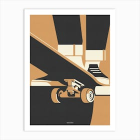 Skateboarding Drop In Skate Print Peach Art Print