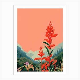 Boho Wildflower Painting Cardinal Flower 2 Art Print