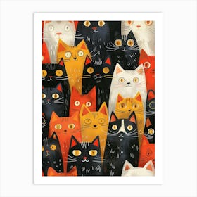 Repeatable Artwork With Cute Cat Faces 14 Art Print