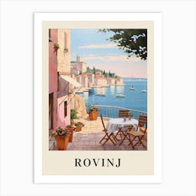 Rovinj Croatia 1 Vintage Pink Travel Illustration Poster Art Print