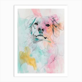 Pastel Nederlandse Kooikerhondje Dog Line Illustration 2 Art Print