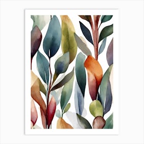 Watercolor Leaves Art Print