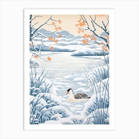 Winter Bird Painting Mallard Duck 2 Art Print