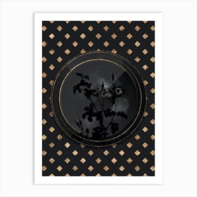 Shadowy Vintage Prickly Sweetbriar Rose Botanical in Black and Gold Art Print