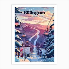 Killington Vermont Snow Mountain Travel Art Art Print