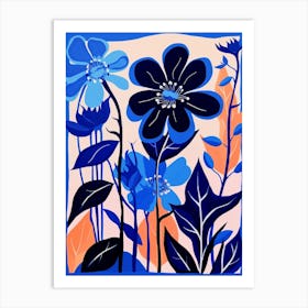 Blue Flower Illustration Gloriosa Lily 1 Art Print