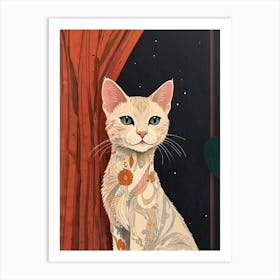 Cat With Tattoos Art Print