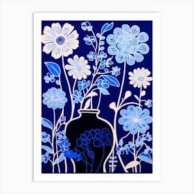 Blue Flower Illustration Queen Annes Lace 5 Art Print
