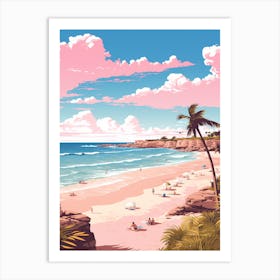 An Illustration In Pink Tones Of  Greenmount Beach Australia 1 Art Print