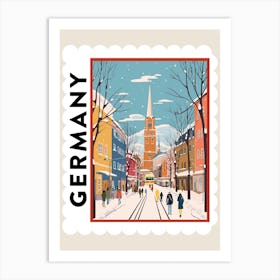 Retro Winter Stamp Poster Munich Germany 2 Art Print