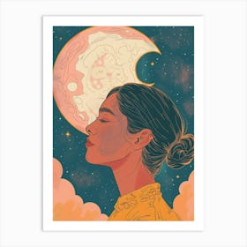 Moon And Stars Art Print