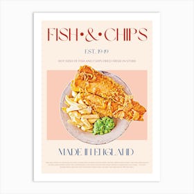 Fish & Chips Mid Century Art Print