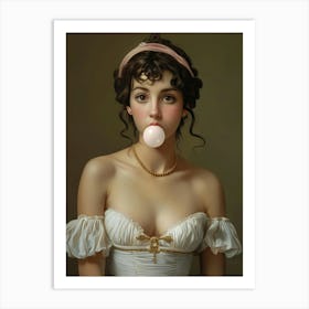 Victorian Woman Blowing Bubble Gum Art Print