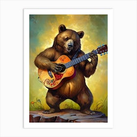 Bear Playing Guitar 1 Art Print