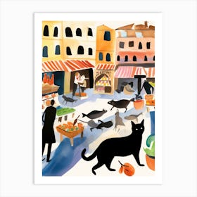 The Food Market In Rome 2 Illustration Art Print