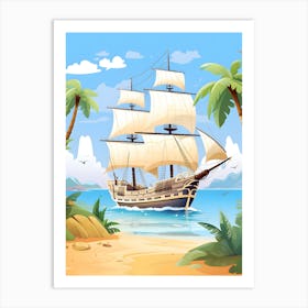 Pirate Ship On The Beach Art Print