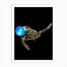 Turtle With Blue Ball Art Print