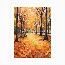 Autumn Gardens Painting Parque Del Retiro Spain 1 Art Print