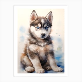 Watercolor Siberian Husky Puppy Art Print