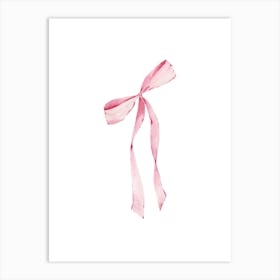 Coquette Pink Bow - 2 - White Art Print