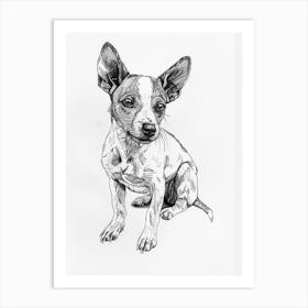 Basenji Dog Line Sketch 1 Art Print