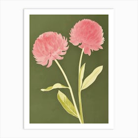 Pink & Green Globe Amaranth 3 Art Print