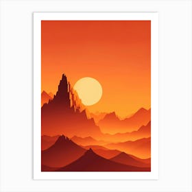 Misty Mountains Vertical Composition In Orange Tone 121 Art Print