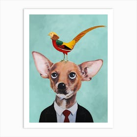 Chihuahua With Bird Art Print