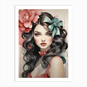 Girl With Flowers 4 Art Print