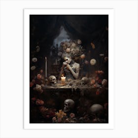 Woman and skull 1 Art Print