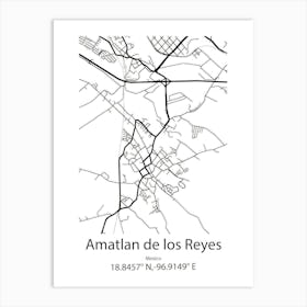 Amatlan De Los Reyes,Mexico Minimalist Map Poster