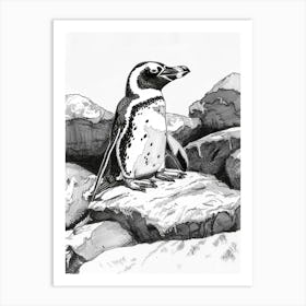 African Penguin Sunbathing On Rocks 1 Art Print