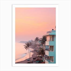 Juhu Beach Mumbai India Turquoise And Pink Tones 4 Art Print